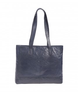 London Leathergoods Buffed Crumple Leather Large Top Zip Tote/Work Bag with Back Zip